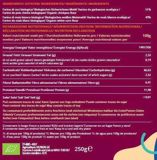 Tagliolini ceci e mais bianco Biologica Senza Glutine Magnatera Le gusto