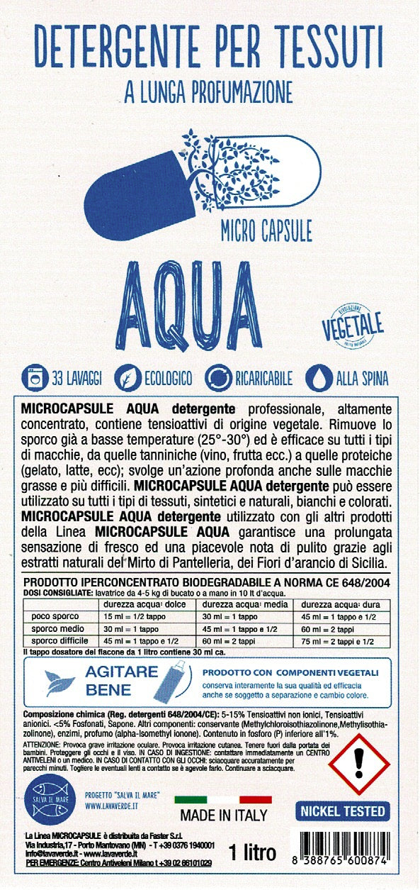 Detergente Microcapsule Aqua LavaVerde - Vettovaglia.com