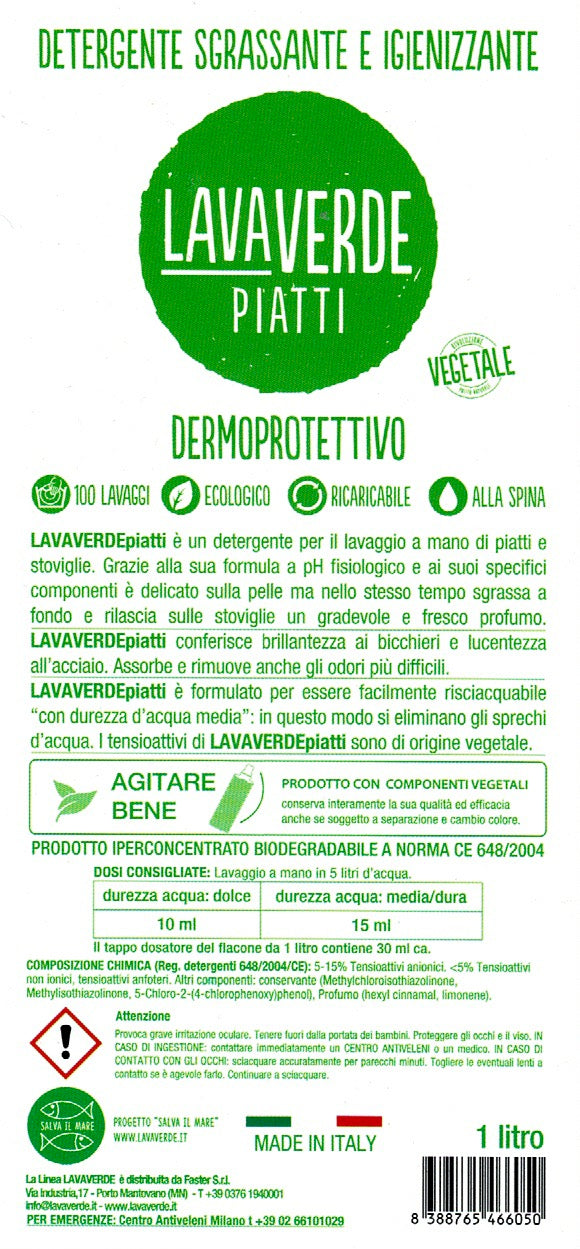 Detergente Piatti a mano Lavaverde - Vettovaglia.com
