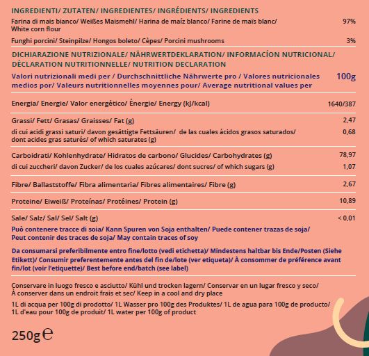 Pappardelle di mais bianco e funghi porcini Senza Glutine Magnatera Armonie - Vettovaglia.com